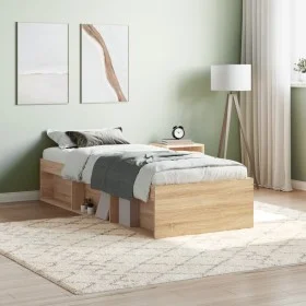 Sonoma oak bed frame 75x190 cm by , Beds and slatted bases - Ref: Foro24-3203847, Price: 100,64 €, Discount: %