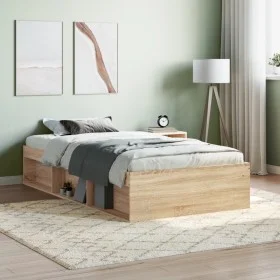 Sonoma oak bed frame 90x200 cm by , Beds and slatted bases - Ref: Foro24-3203826, Price: 107,27 €, Discount: %