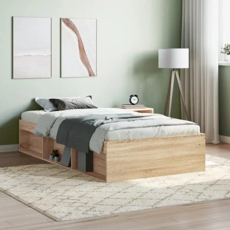 Bettgestell aus Sonoma-Eiche, 90 x 200 cm von , Betten und Lattenroste - Ref: Foro24-3203826, Preis: 110,58 €, Rabatt: %