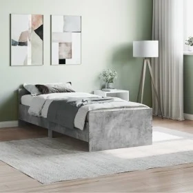 Concrete gray engineered wood bed frame 75x190 cm by , Beds and slatted bases - Ref: Foro24-835949, Price: 76,39 €, Discount: %