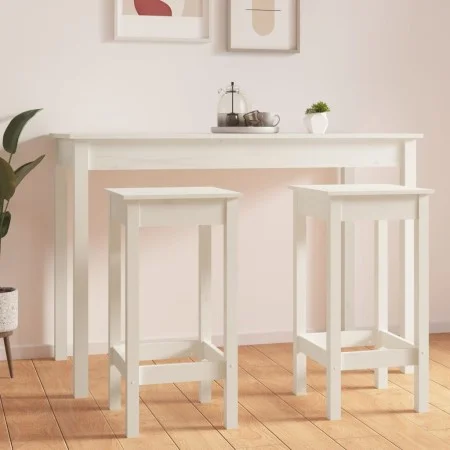 Hohe Hocker, 2 Stück, massives weißes Kiefernholz, 40 x 40 x 78 cm von , Essstühle - Ref: Foro24-822138, Preis: 125,72 €, Rab...