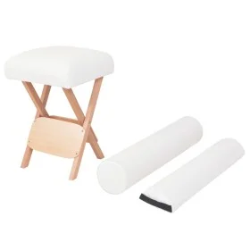 Folding massage stool, 12 cm thick with 2 white headrests. by vidaXL, massage chairs - Ref: Foro24-110146, Price: 62,41 €, Di...