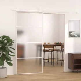 ESG-Schiebetür aus weißem Glas und Aluminium, 90 x 205 cm von , Türen für zu Hause - Ref: Foro24-151661, Preis: 180,63 €, Rab...