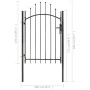 Puerta de jardín de acero negro 1x2 m de vidaXL, Puertas de jardín - Ref: Foro24-143060, Precio: 134,85 €
