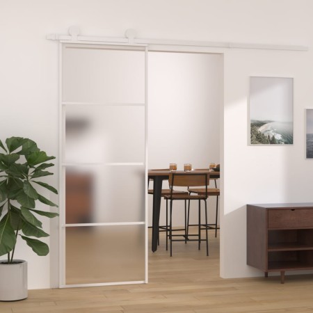 Puerta corredera ESG vidrio y aluminio blanca 76x205 cm