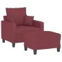 Red fabric armchair with stool 60 cm by , Sofas - Ref: Foro24-3201087, Price: 197,13 €, Discount: %