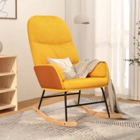 Senfgelber Stoffschaukelstuhl von , Schaukelstühle - Ref: Foro24-341049, Preis: 116,23 €, Rabatt: %
