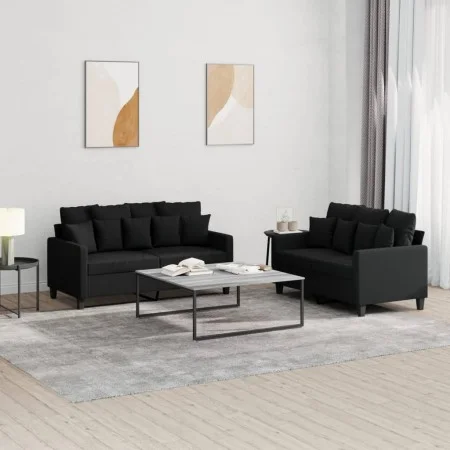 2-piece sofa set with black fabric cushions by , Sofas - Ref: Foro24-3201652, Price: 370,10 €, Discount: %