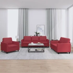 3-teilige Sofagarnitur aus rotem Kunstleder mit Kissen von , Sofas - Ref: Foro24-3201743, Preis: 583,96 €, Rabatt: %