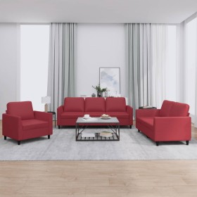 Red synthetic leather 3-piece sofa set with cushions by , Sofas - Ref: Foro24-3201743, Price: 583,04 €, Discount: %