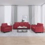 Red synthetic leather 3-piece sofa set with cushions by , Sofas - Ref: Foro24-3201743, Price: 583,04 €, Discount: %