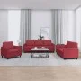 Red synthetic leather 3-piece sofa set with cushions by , Sofas - Ref: Foro24-3201743, Price: 583,96 €, Discount: %