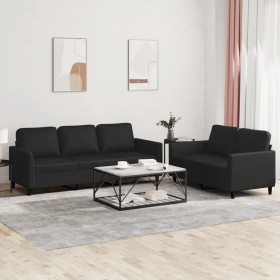 2-piece black faux leather sofa set with cushions by , Sofas - Ref: Foro24-3201760, Price: 464,33 €, Discount: %