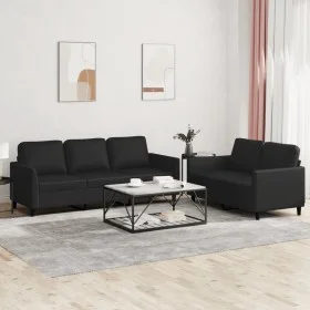 Set Sofas mit 2 Stück Kissen Kunstleder schwarz von , Sofas - Ref: Foro24-3201760, Preis: 457,27 €, Rabatt: %
