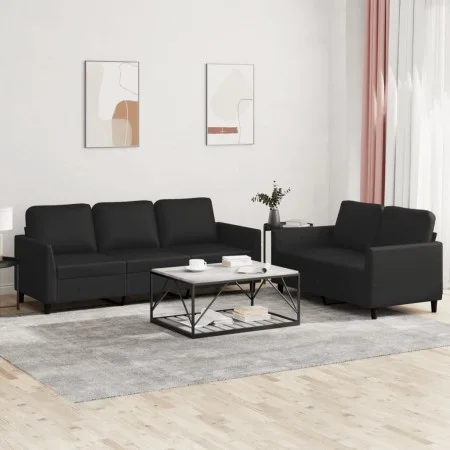 2-piece black faux leather sofa set with cushions by , Sofas - Ref: Foro24-3201760, Price: 457,27 €, Discount: %