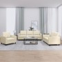 Dreiteilige Sofagarnitur aus cremefarbenem Kunstleder mit Kissen von , Sofas - Ref: Foro24-3201741, Preis: 542,09 €, Rabatt: %
