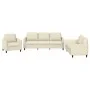 Cream synthetic leather 3-piece sofa set with cushions by , Sofas - Ref: Foro24-3201741, Price: 535,01 €, Discount: %