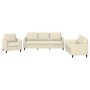 Dreiteilige Sofagarnitur aus cremefarbenem Kunstleder mit Kissen von , Sofas - Ref: Foro24-3201741, Preis: 542,09 €, Rabatt: %
