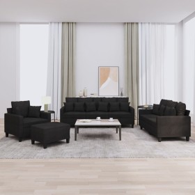 4-piece black fabric sofa set with cushions by , Sofas - Ref: Foro24-3201644, Price: 671,91 €, Discount: %