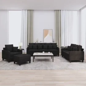 4-piece black fabric sofa set with cushions by , Sofas - Ref: Foro24-3201644, Price: 660,74 €, Discount: %