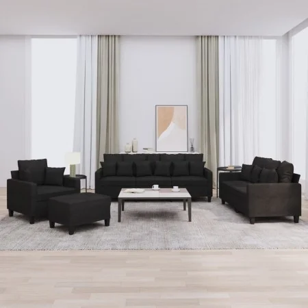 4-piece black fabric sofa set with cushions by , Sofas - Ref: Foro24-3201644, Price: 660,74 €, Discount: %