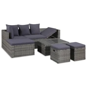 4-piece garden furniture set and gray PE rattan cushions by vidaXL, Garden sets - Ref: Foro24-43956, Price: 391,92 €, Discoun...