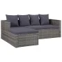 4-teiliges Gartenmöbel-Set und graue PE-Rattan-Kissen von vidaXL, Gartensets - Ref: Foro24-43956, Preis: 391,92 €, Rabatt: %