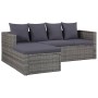 Set de muebles de jardín 4 piezas y cojines ratán PE gris de vidaXL, Conjuntos de jardín - Ref: Foro24-43956, Precio: 395,07 €