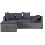 Set de muebles de jardín 4 piezas y cojines ratán PE gris de vidaXL, Conjuntos de jardín - Ref: Foro24-43956, Precio: 395,07 €