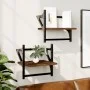 Wall shelves with 2 oak brown bars 30x25x30 cm by , Shelves and shelves - Ref: Foro24-836237, Price: 16,40 €, Discount: %