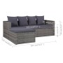 Set de muebles de jardín 4 piezas y cojines ratán PE gris de vidaXL, Conjuntos de jardín - Ref: Foro24-43956, Precio: 395,07 €