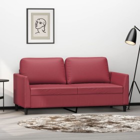 Sofá de 2 plazas de cuero sintético rojo vino 140 cm