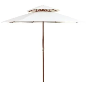 Zweistöckiger Sonnenschirm 270x270 cm cremeweißer Holzstab von vidaXL, Sonnenschirme - Ref: Foro24-42964, Preis: 99,27 €, Rab...