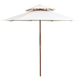 Zweistöckiger Sonnenschirm 270x270 cm cremeweißer Holzstab von vidaXL, Sonnenschirme - Ref: Foro24-42964, Preis: 101,52 €, Ra...