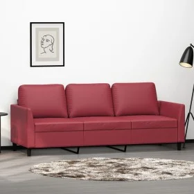 Weinrotes 3-Sitzer-Sofa aus Kunstleder, 180 cm von , Sofas - Ref: Foro24-359341, Preis: 259,79 €, Rabatt: %