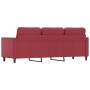 Sofá de 3 plazas de cuero sintético rojo vino 180 cm