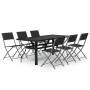 Juego de comedor de jardín 7 piezas con cojines gris y negro