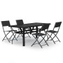 Juego de comedor para jardín 5 piezas con cojines gris y negro