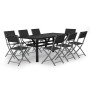 Juego de comedor de jardín 9 piezas gris y negro
