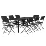Juego de comedor de jardín 9 piezas gris y negro