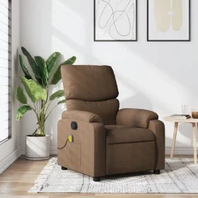 Sillón reclinable con masaje de tela marrón de , Sillones - Ref: Foro24-373426, Precio: 236,03 €, Descuento: %