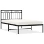 Bed frame with black metal headboard 100x200 cm by , Beds and slatted bases - Ref: Foro24-373686, Price: 67,18 €, Discount: %