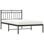 Bed frame with black metal headboard 100x200 cm by , Beds and slatted bases - Ref: Foro24-373686, Price: 70,34 €, Discount: %
