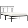 Bed frame with black metal headboard 100x200 cm by , Beds and slatted bases - Ref: Foro24-373686, Price: 67,18 €, Discount: %