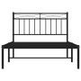 Bed frame with black metal headboard 100x200 cm by , Beds and slatted bases - Ref: Foro24-373686, Price: 70,34 €, Discount: %