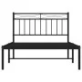 Bed frame with black metal headboard 100x200 cm by , Beds and slatted bases - Ref: Foro24-373686, Price: 67,18 €, Discount: %
