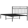 Bed frame with black metal headboard 100x200 cm by , Beds and slatted bases - Ref: Foro24-373686, Price: 67,18 €, Discount: %