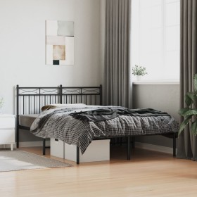 Bed frame with black metal headboard 140x200 cm by , Beds and slatted bases - Ref: Foro24-373692, Price: 110,46 €, Discount: %