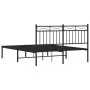 Bed frame with black metal headboard 140x200 cm by , Beds and slatted bases - Ref: Foro24-373692, Price: 108,05 €, Discount: %