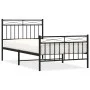 Bed frame with headboard and black metal footboard 100x190cm by , Beds and slatted bases - Ref: Foro24-373703, Price: 75,37 €...